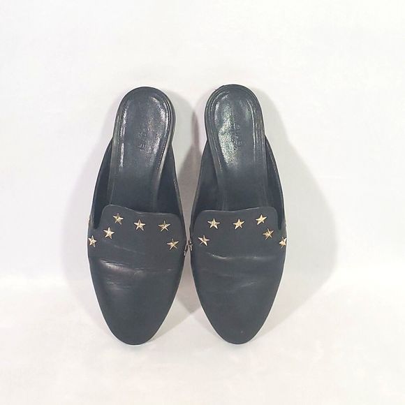 Michael Kors Star NATASHA Slide-On Mules Womens Sz 7.5 Black Leather Star Studs - Picture 9 of 16
